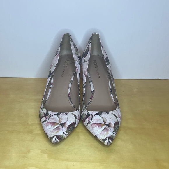 BCBGeneration Floral Print Pink 3" Heels Size US8 EUR38 - Preowned - Picture 5 of 8